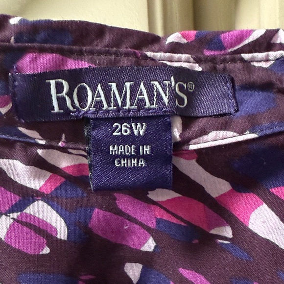 Roaman's Women's Purple and Pink Plus Size Button Down Shirt Size 26W - Picture 2 of 6